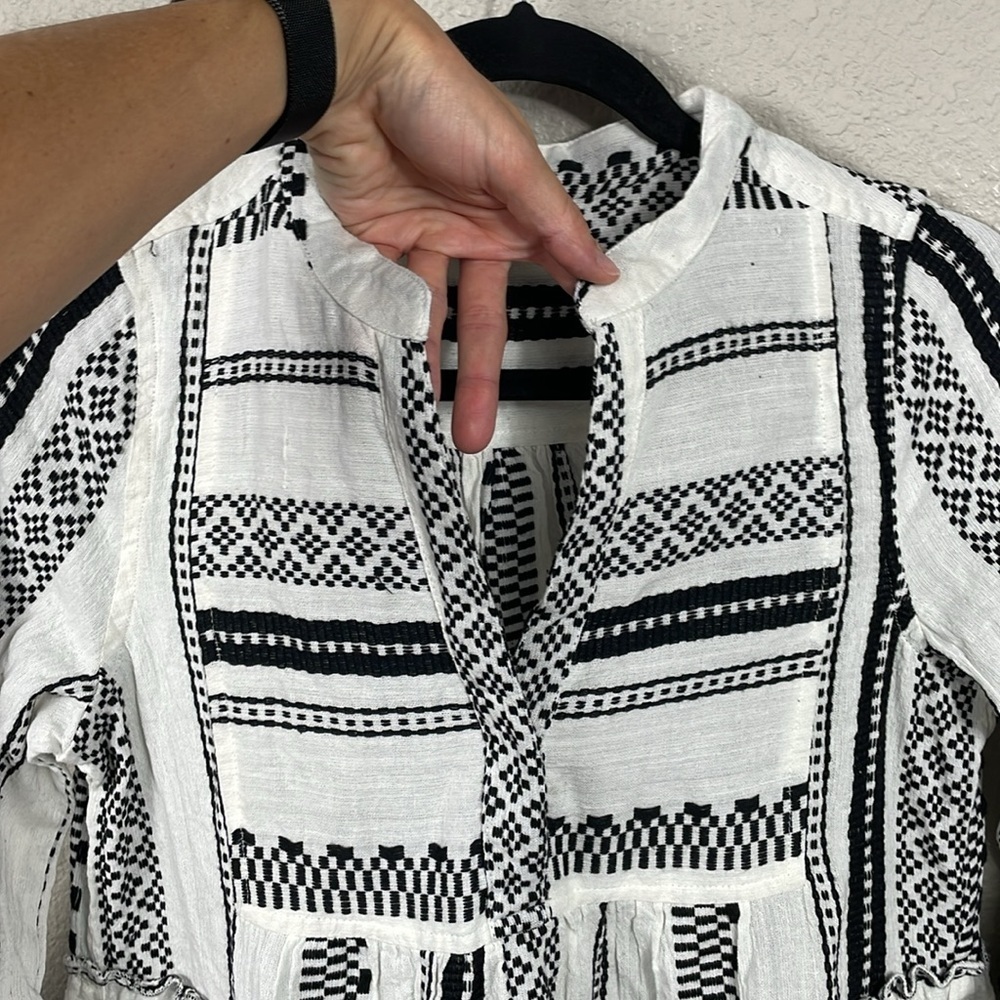 New Elan Cotton Cover Up Babydoll Mini Dress Swim Resort Black White Sz XS - Picture 6 of 15